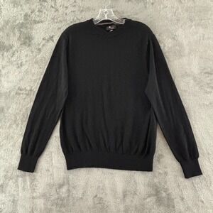 Jon Randall Collection Fine Merino Wool Sweater Mens‎ M Black Crew Neck Pullover